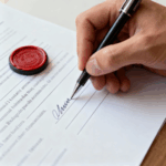 Unterzeichnetes Dokument mit Stempel CML Consulting